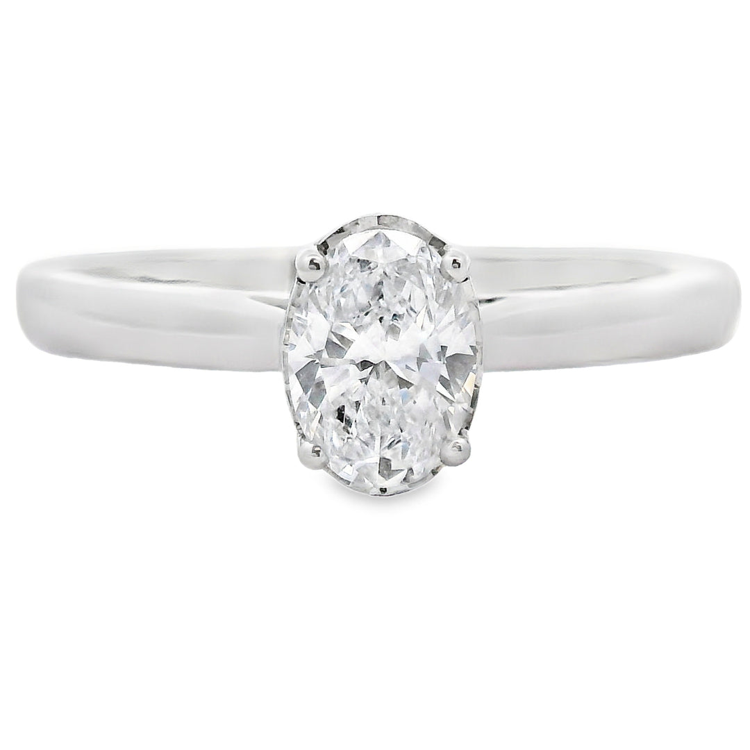 Diamante cultivado en laboratorio genuino de .50ct, oro blanco de 10KT