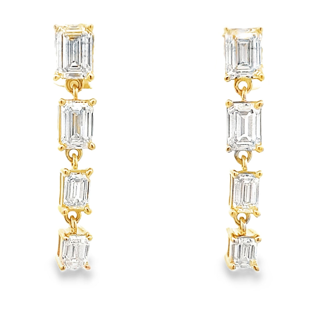 Pendientes colgantes de diamantes cultivados en laboratorio de oro amarillo de 14 quilates