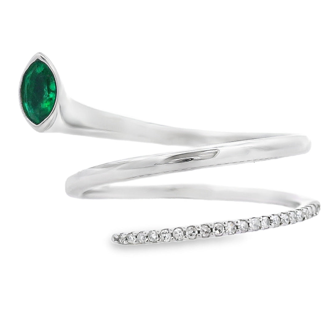 Genuine .75ct Emerald Diamond Ring 14KT White Gold
