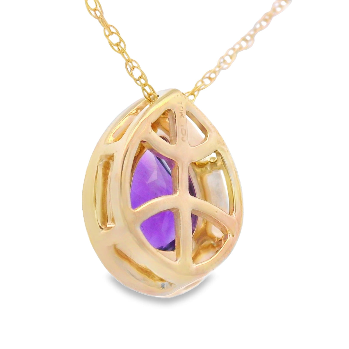 Colgantes de moda de amatista y diamante, oro amarillo de 10 quilates