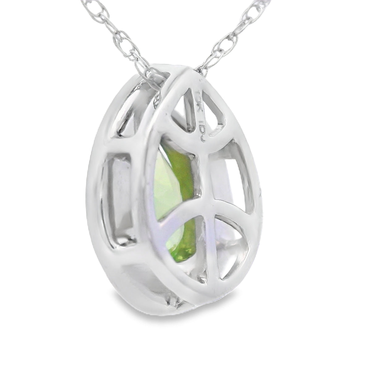 Colgantes de moda de peridoto y diamante de .47ct en oro blanco de 10K
