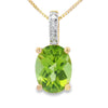 Colgantes de moda de peridoto y diamantes de oro amarillo de 10 quilates