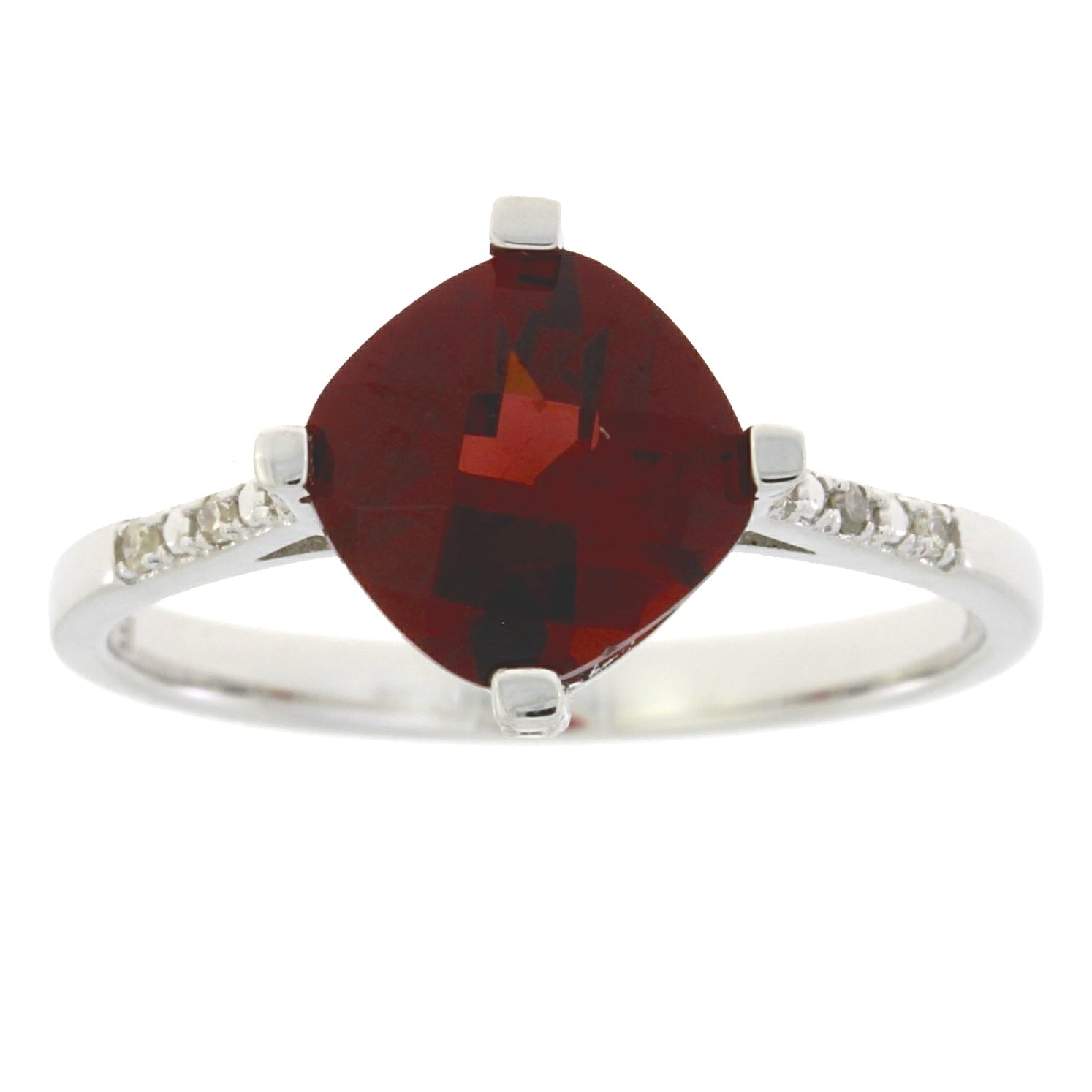 Natural 1.25ct Garnet Diamond Ring 10KT White Gold