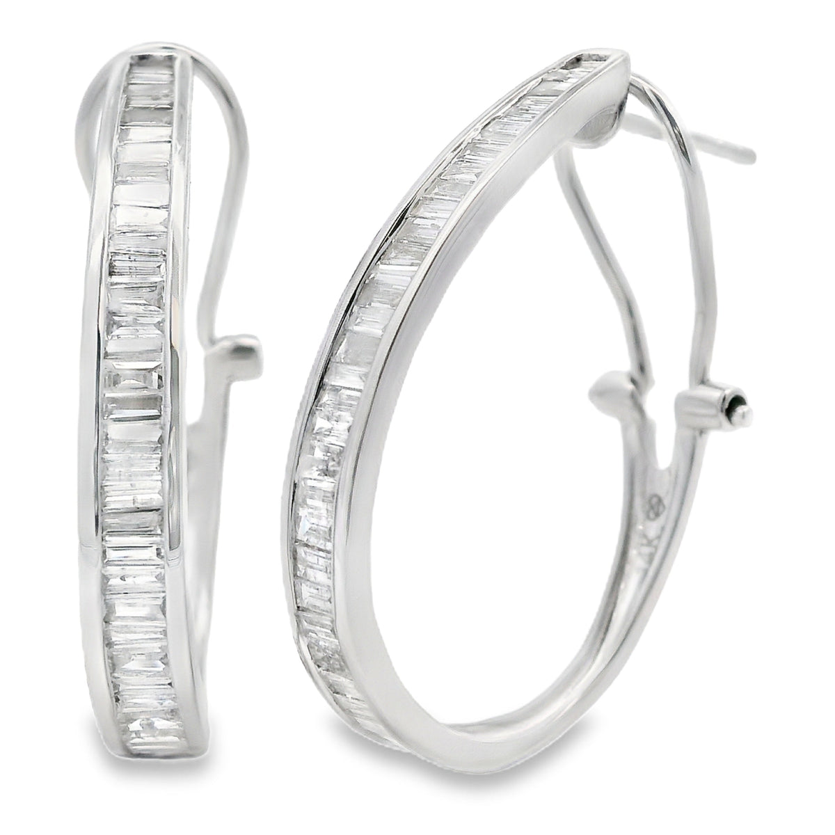 Auténticos pendientes de aro de diamantes de 1,00 ct en oro blanco de 14 kt