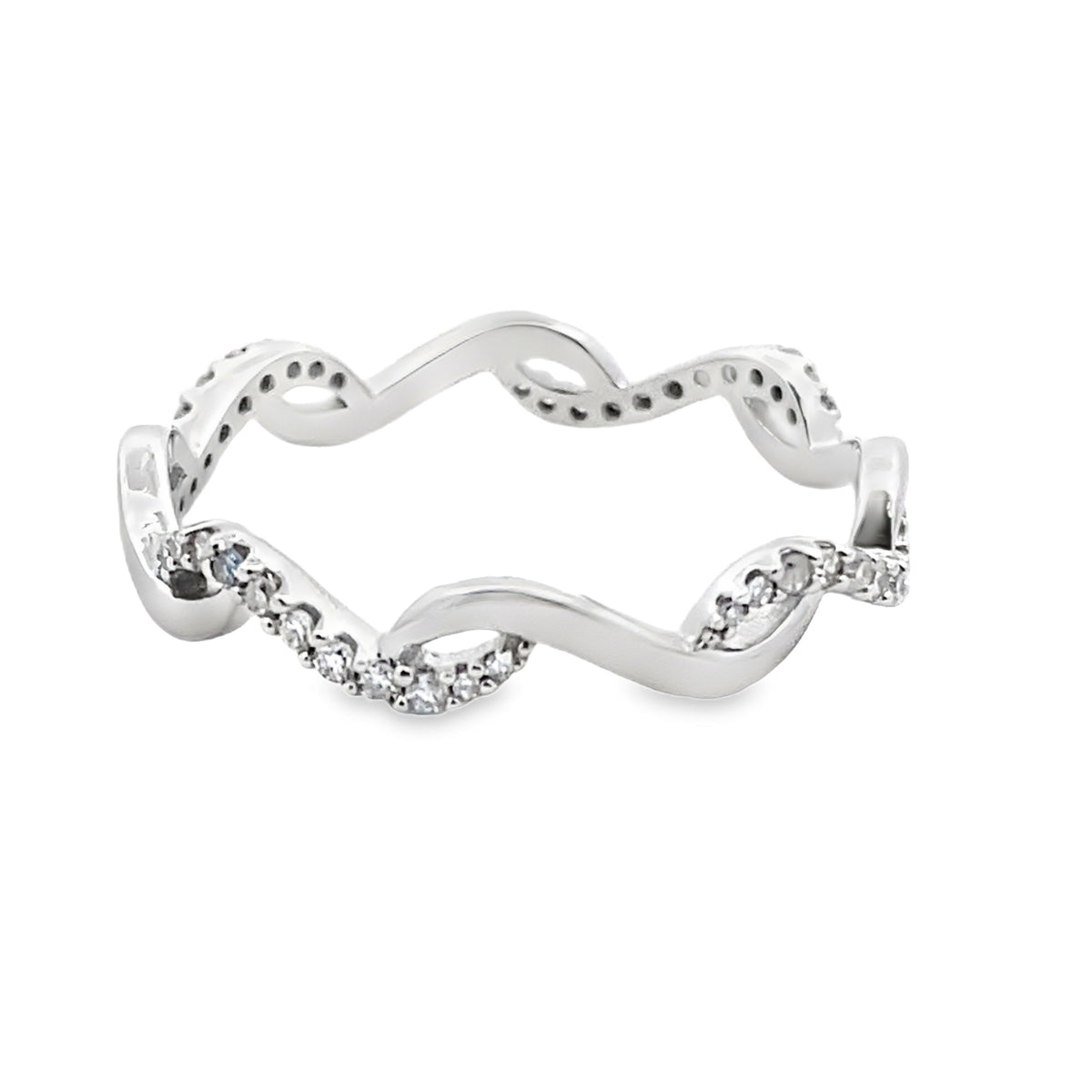 Genuine .17ct Diamond Wedding Band Ring 14KT White Gold