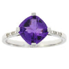 Genuine 1.25ct Amethyst Diamond Ring 10KT White Gold
