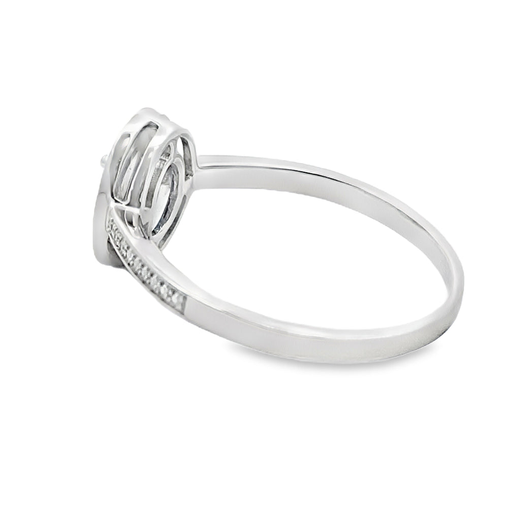 Genuine .67ct Sapphire Diamond Ring 10KT White Gold