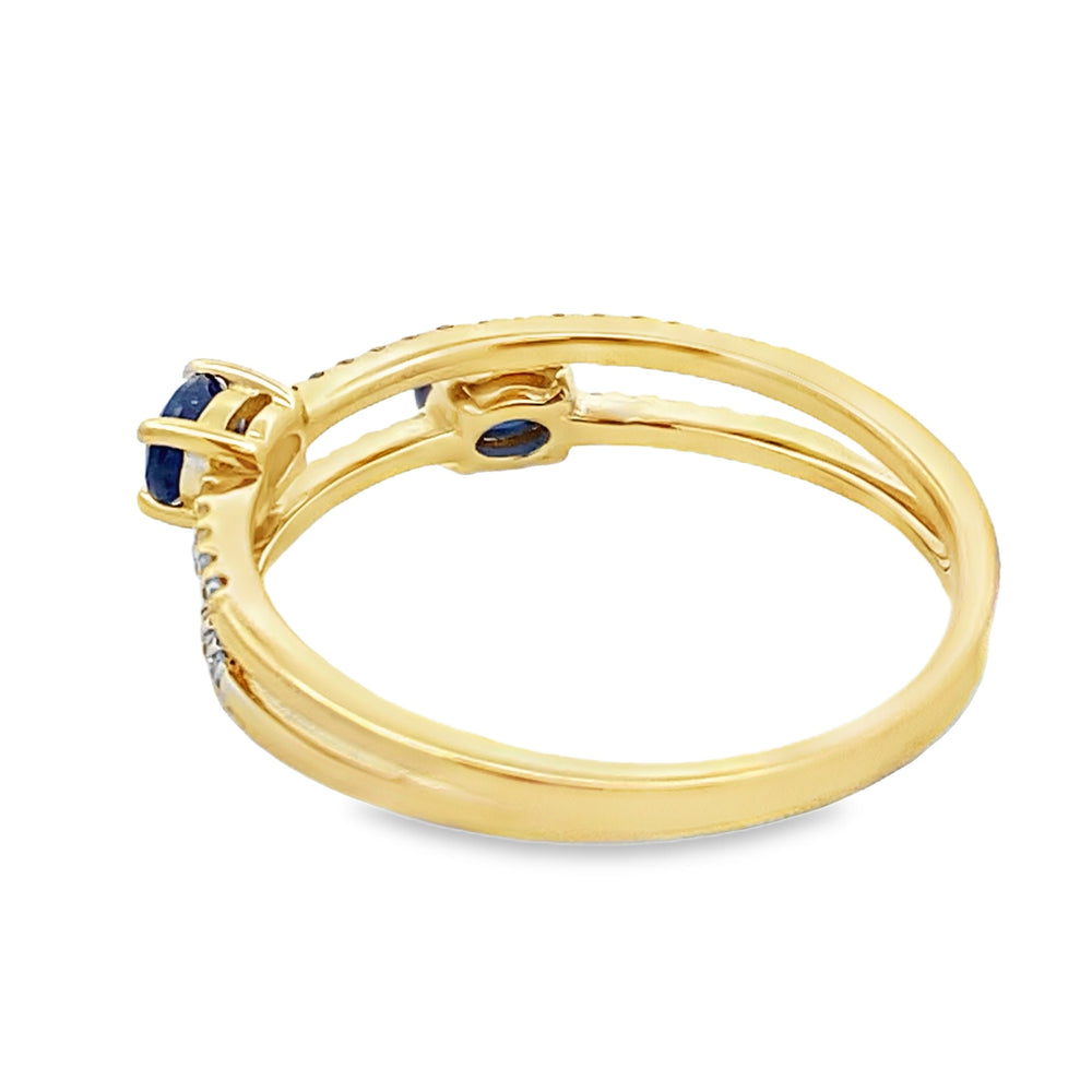 Auténtico Anillo de Zafiro y Diamantes de .61ct en Oro Amarillo de 14KT