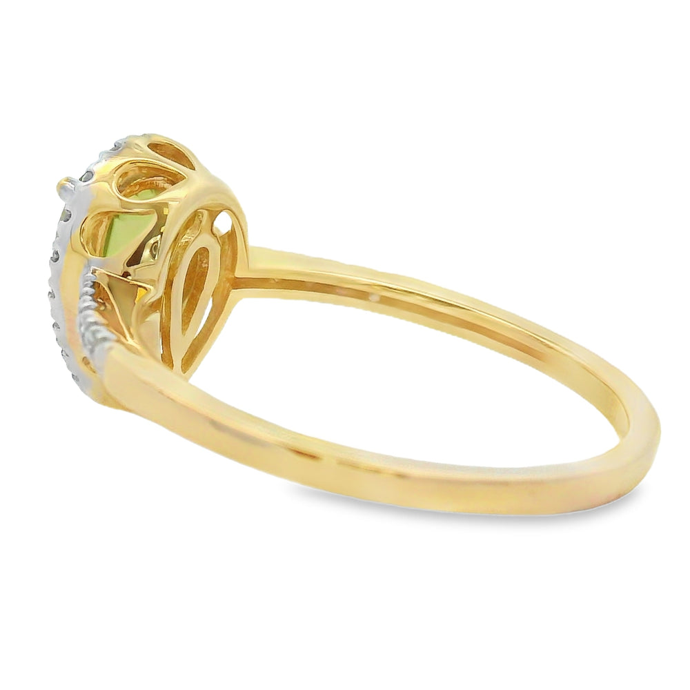 Natural 1.10ct Peridot Diamond Ring 14KT Yellow Gold