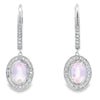 Rose Quartz Diamond Dangle Earrings 10KT White Gold