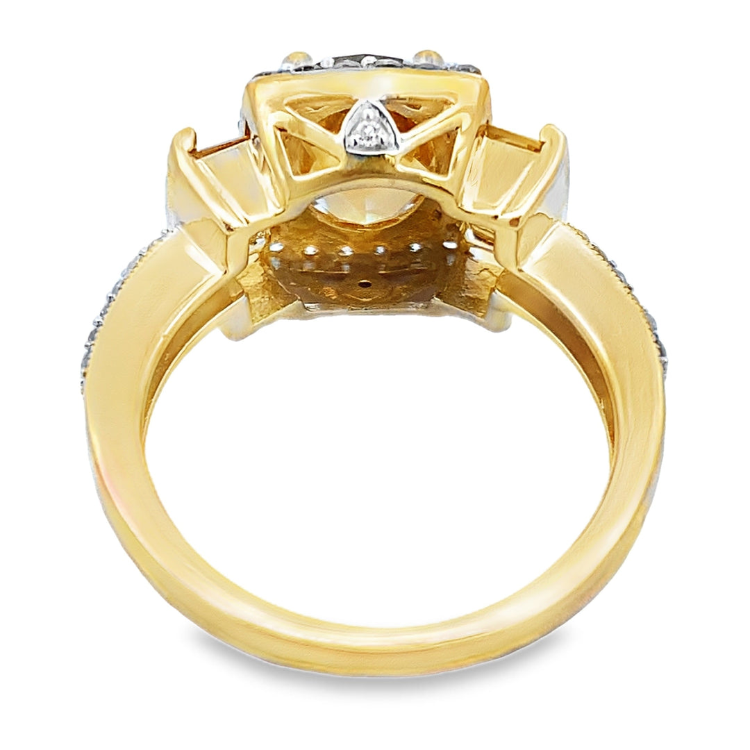 Genuine 2.47ct Citrine Diamond Ring 10KT Yellow Gold