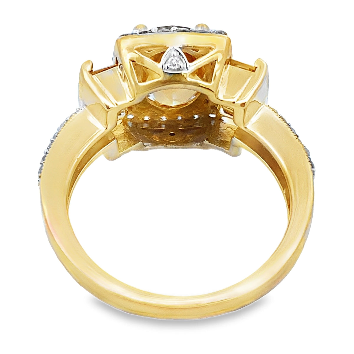 Anillo de Citrino y Diamantes auténticos de 2.47 ct en Oro Amarillo de 10 qt