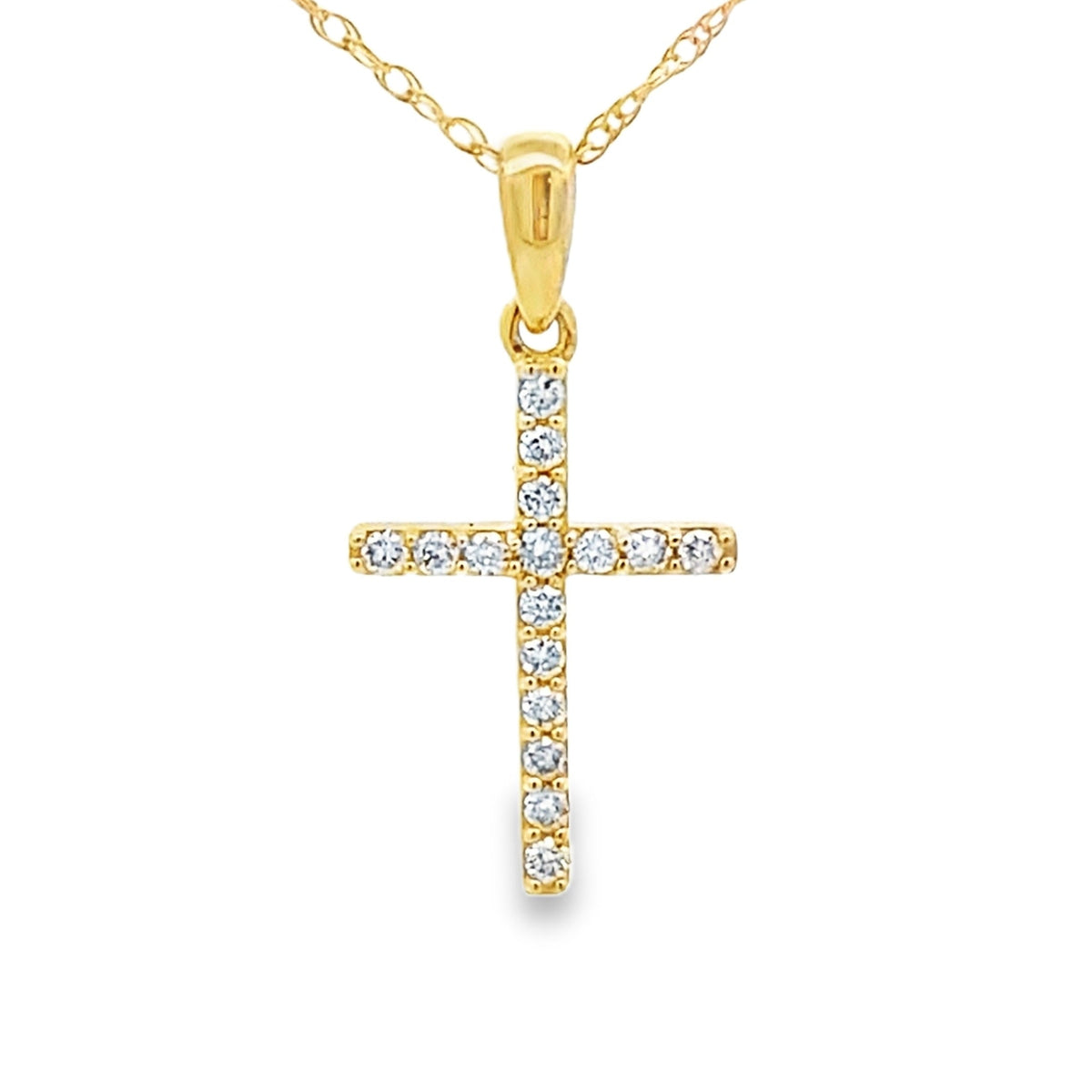 .10ct Diamond Cross Religious Pendant 14KT Yellow Gold
