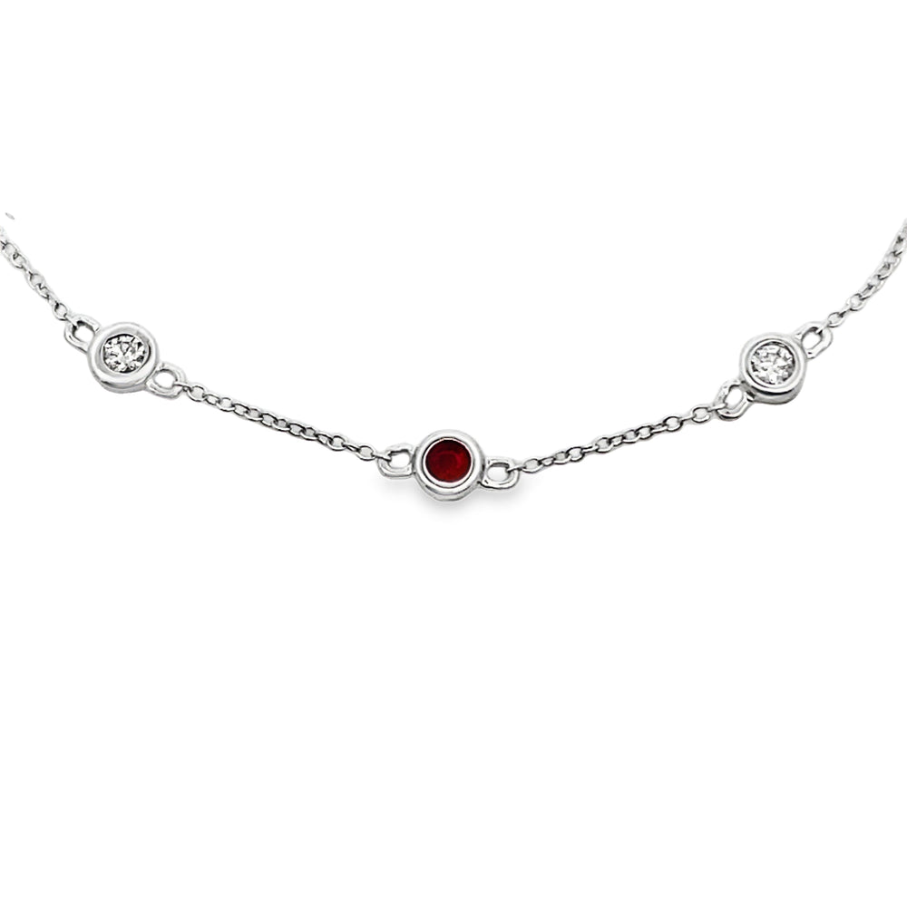 Natural .25ct Ruby Diamond Bracelet 14KT White Gold