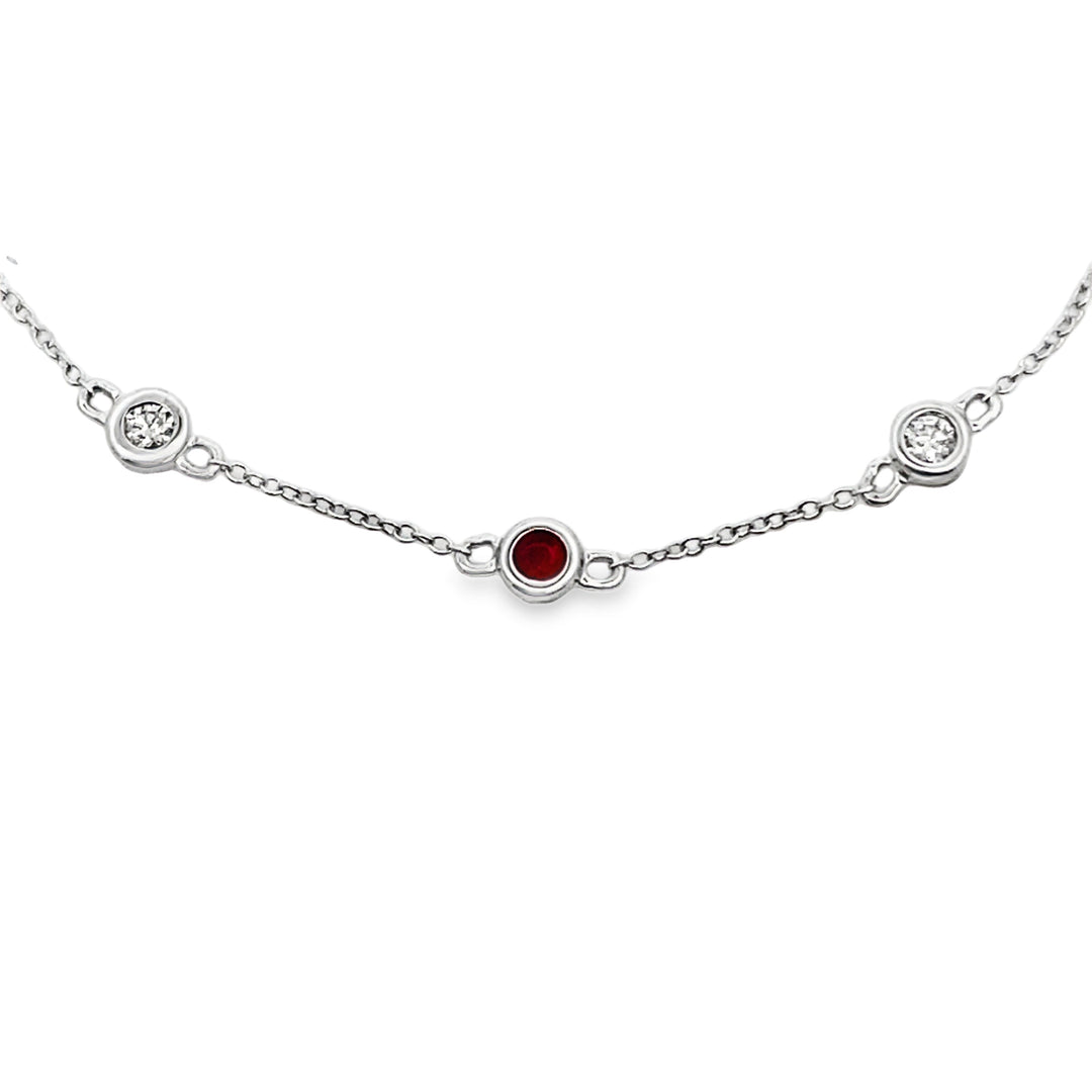 Natural .25ct Ruby Diamond Bracelet 14KT White Gold