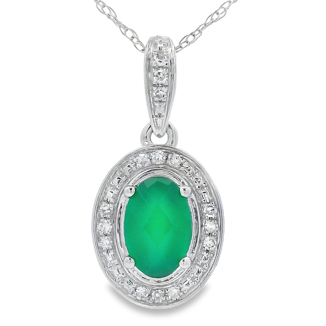 Chalcedony Diamond Fashion Pendants 10KT White Gold