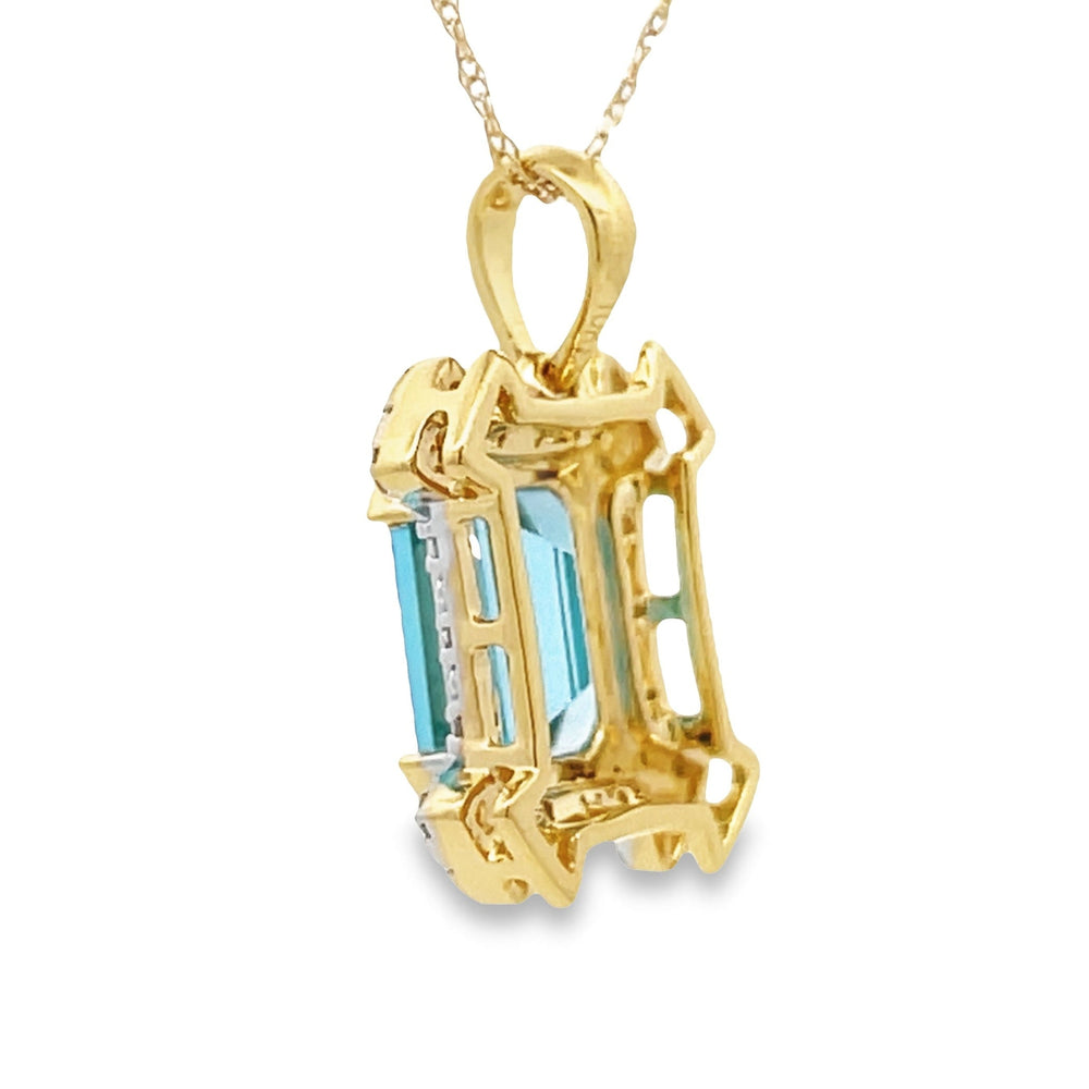 Colgantes de moda de topacio azul y diamantes en oro amarillo de 10 qt