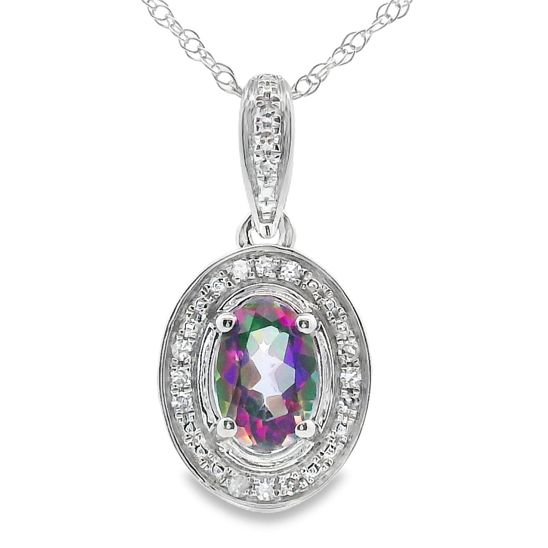 Mystic Fire Topaz Fashion Pendants 10KT White Gold