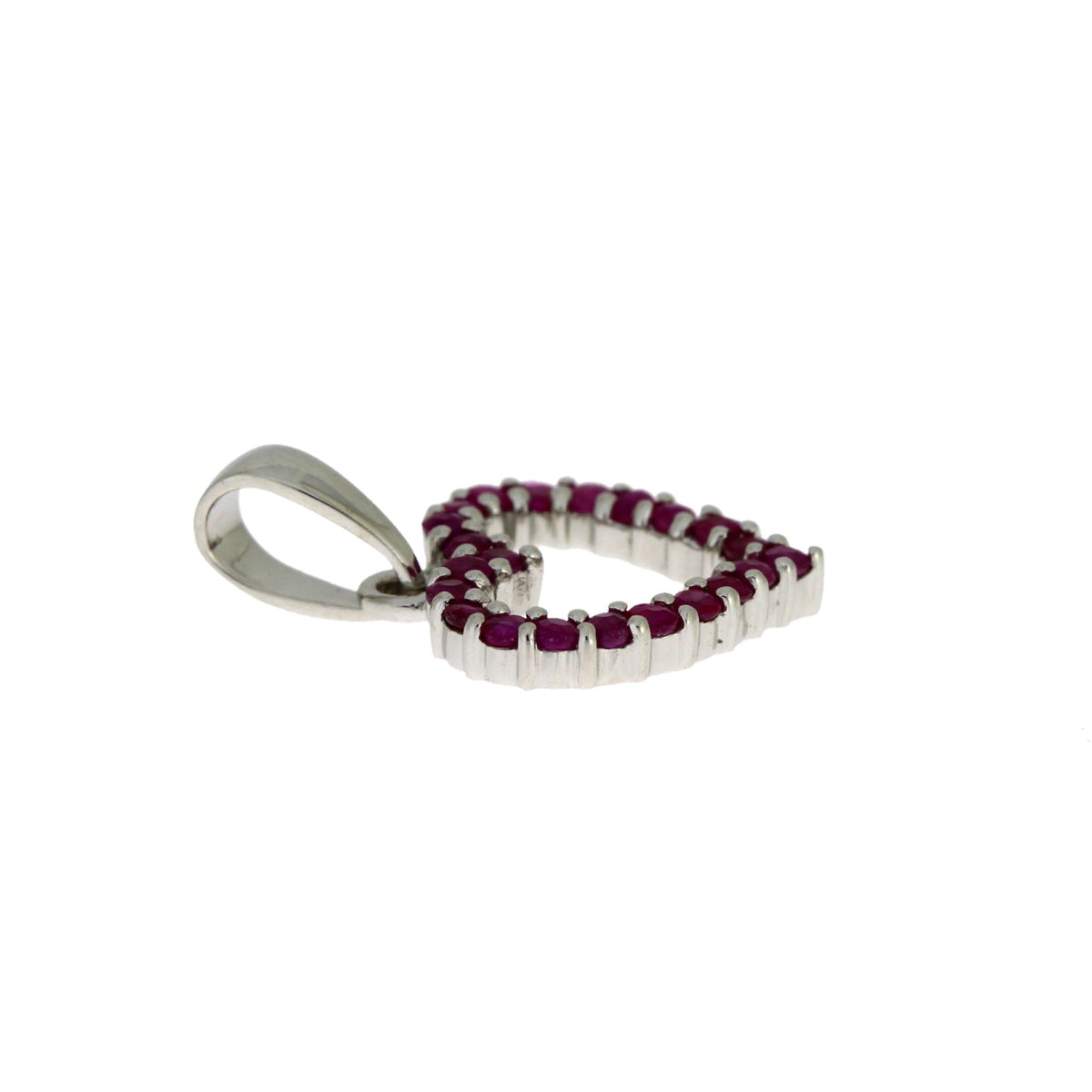 Colgante de corazón de rubí natural de .37ct Amor Oro blanco de 10KT