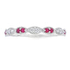 .25ct Ruby Diamond stackable band set 14KT White Gold