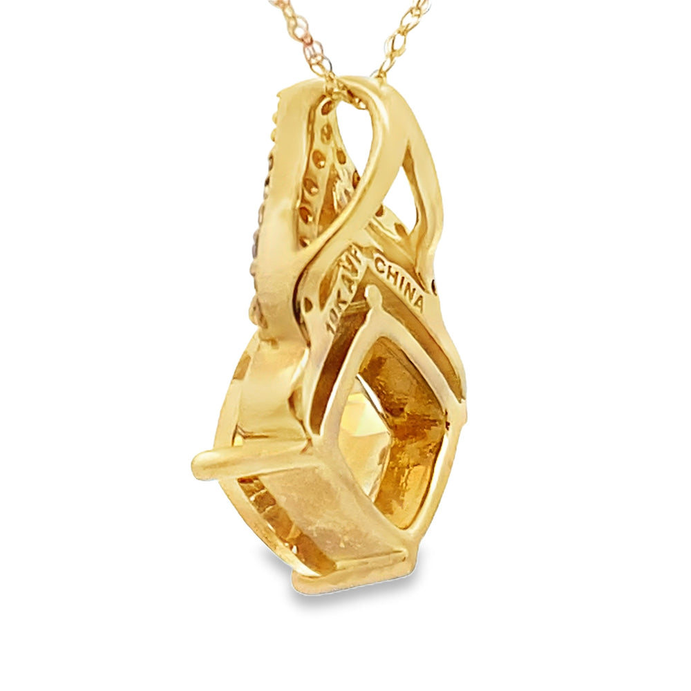 Colgantes de moda de citrino y diamantes oro amarillo de 10 KT