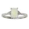 Anillo de oro blanco de 10 qt con ópalo y diamantes genuinos de 0,02 qt