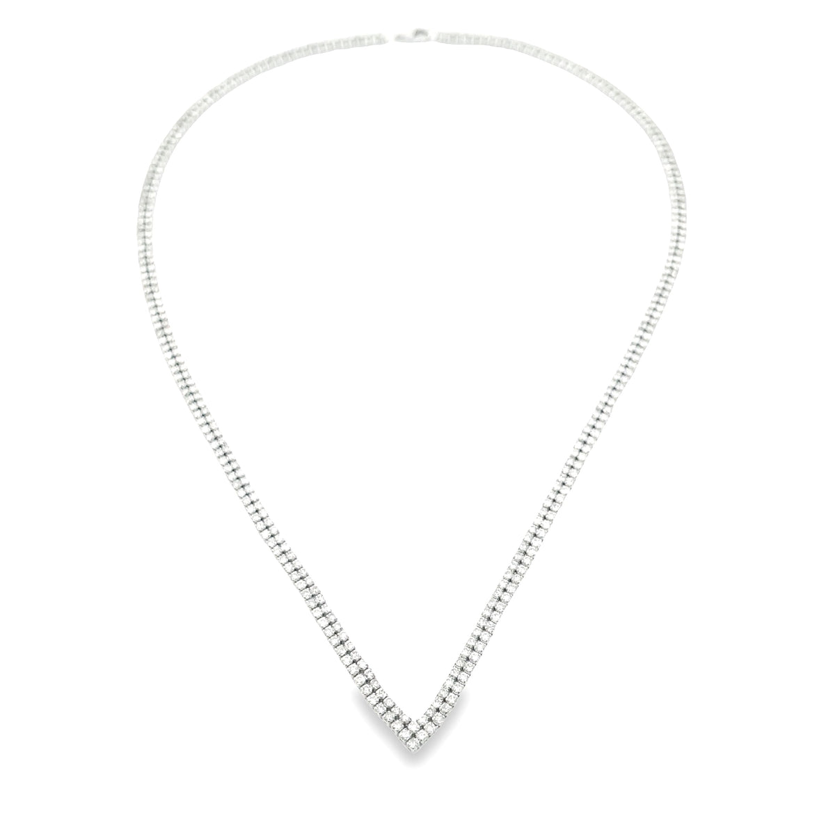 Gargantilla tenis de oro blanco de 14K con diamantes naturales de 7,00 ct