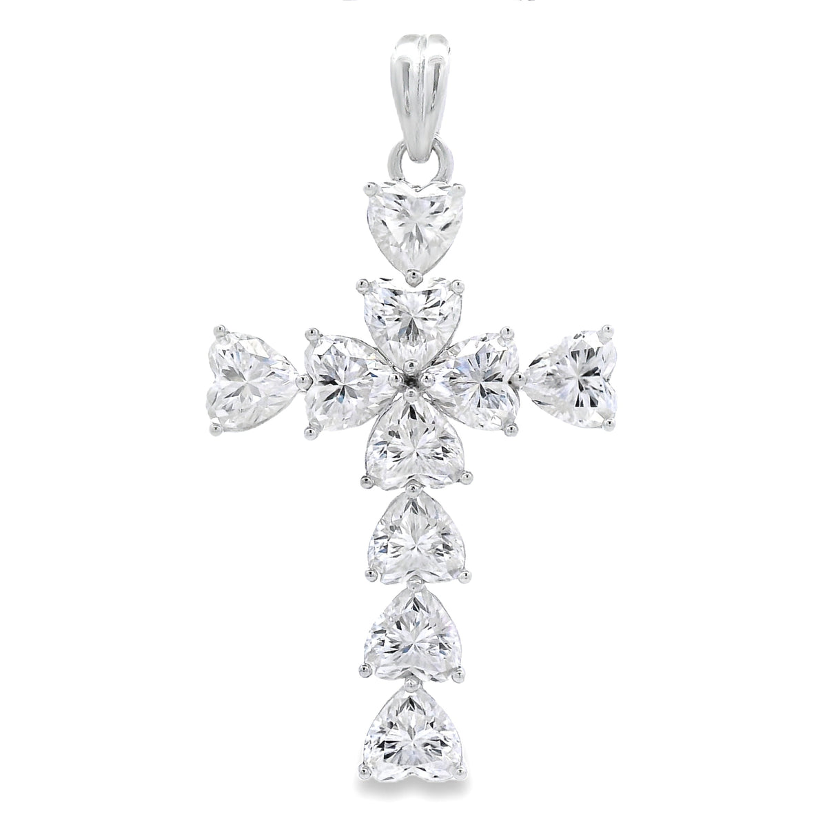 Colgante Religioso Cruz de Moissanita Plata de Ley