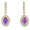 .88ct Amethyst Diamond Dangle Earrings 10KT Yellow Gold
