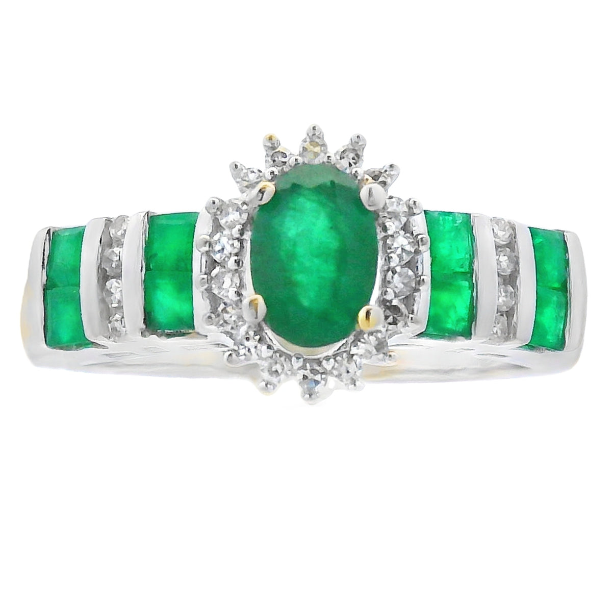Genuine .80ct Emerald Diamond Ring 10KT White Gold