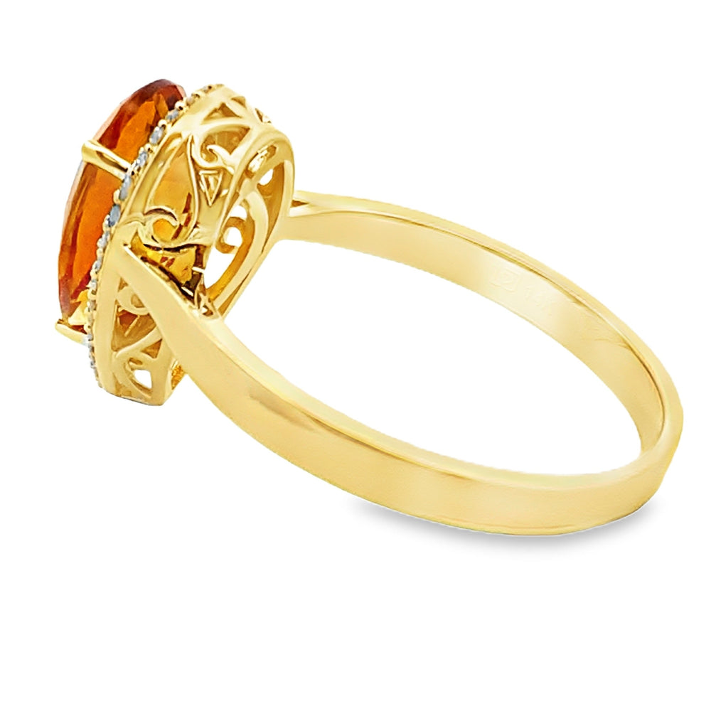 Auténtico anillo de citrino y diamantes de 2,93 ct en oro amarillo de 14 K