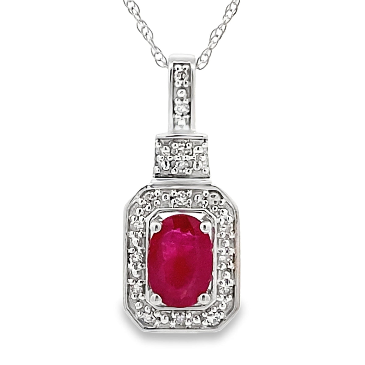Colgantes de moda de rubí y diamante de .66ct en oro blanco de 10KT