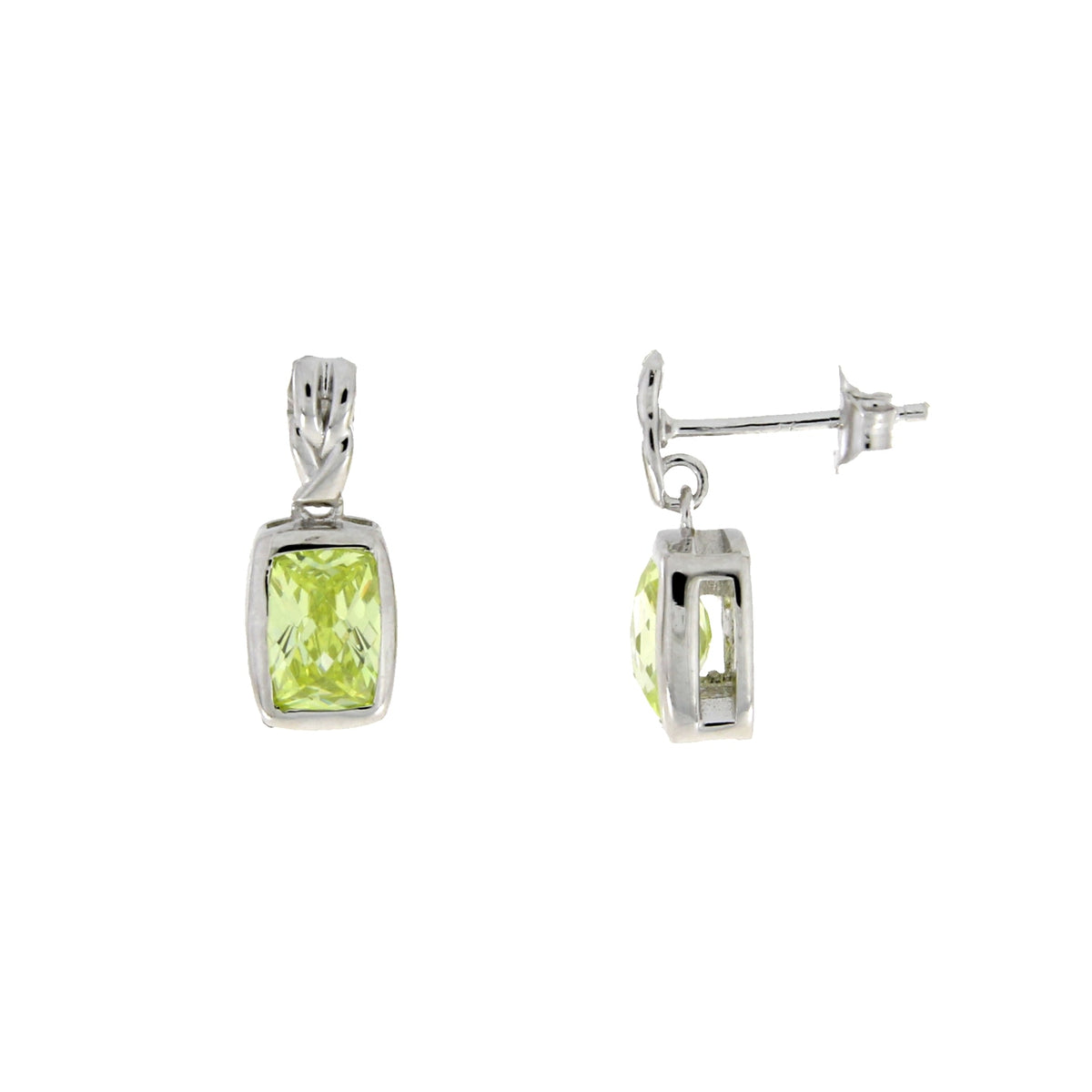 Pendientes colgantes de circonita cúbica natural de plata de ley