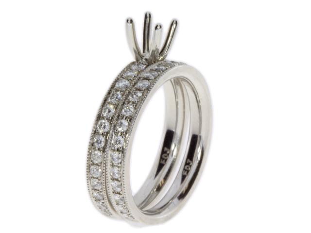 Anillo de compromiso semimontado con diamantes, oro blanco de 14 kt