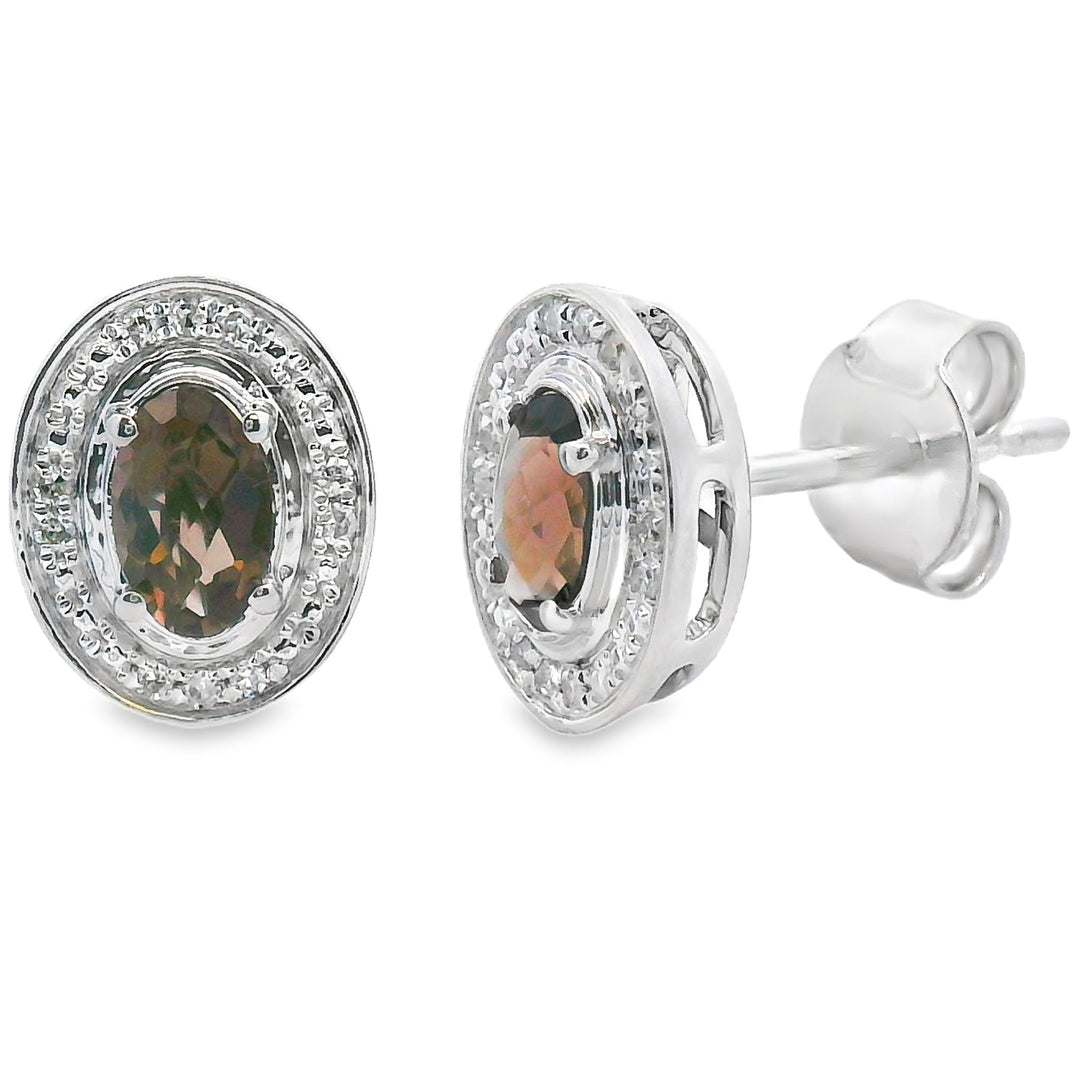Genuine .45ct Quartz Diamond Earrings 10KT White Gold