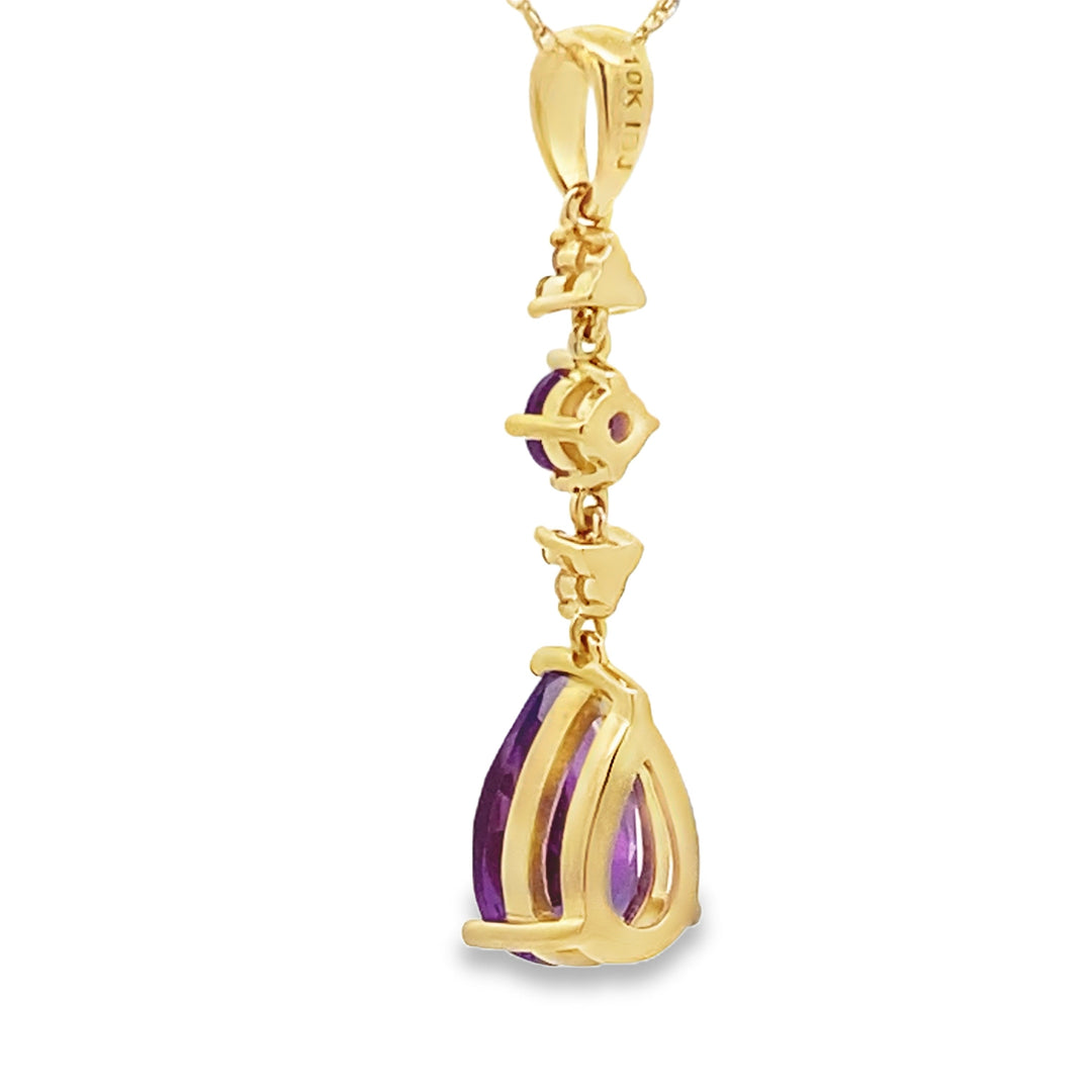 Amethyst Diamond Fashion Pendants 10KT Yellow Gold