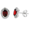 Genuine 1.18ct Garnet Diamond Earrings 10KT White Gold