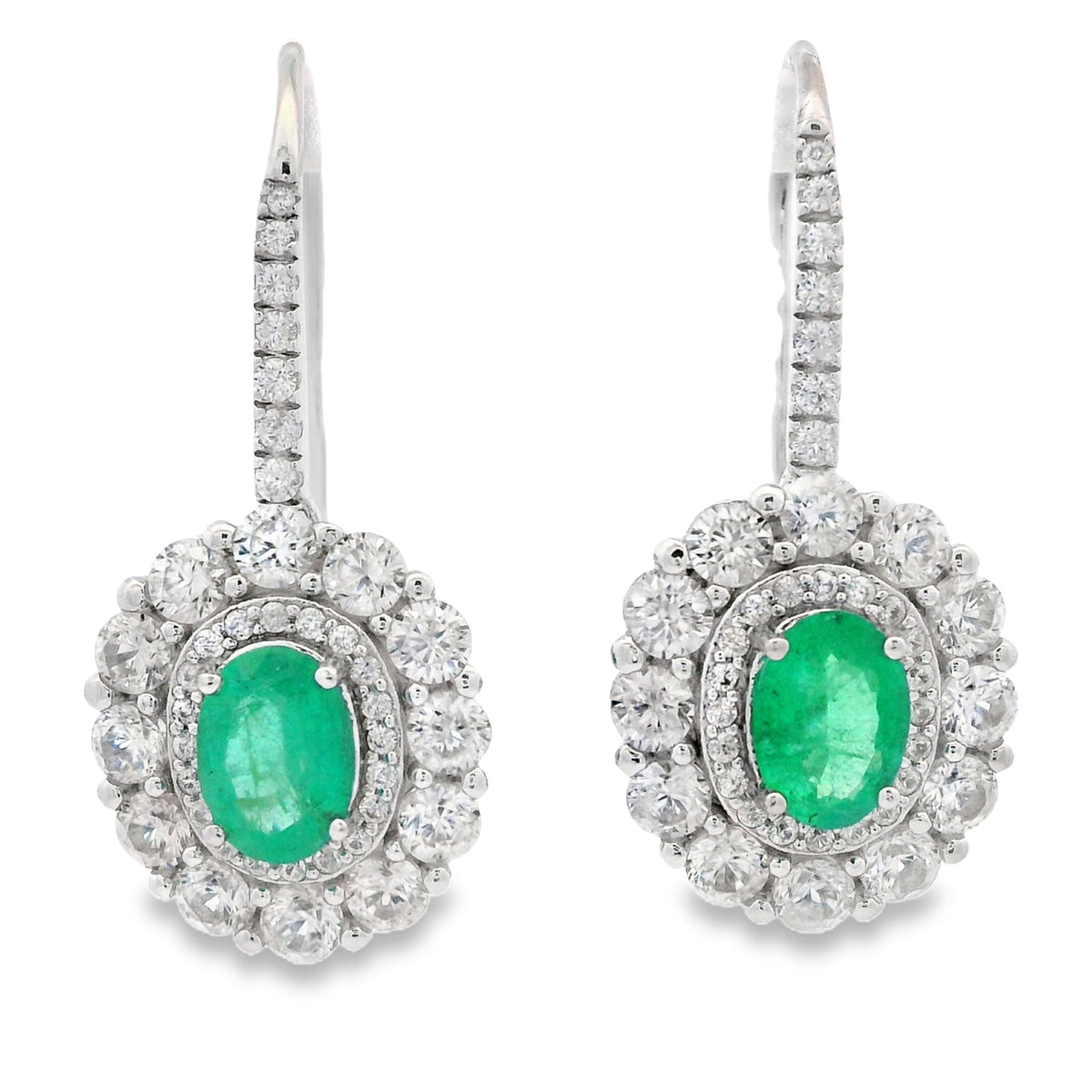 Pendientes colgantes de circonita esmeralda de 5,28 ct, plata de ley