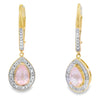 Rose Quartz Diamond Dangle Earrings 10KT Yellow Gold
