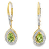Pendientes colgantes de peridoto y diamante de .96 ct en oro amarillo de 10 kt