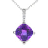 Amethyst Diamond Fashion Pendants 10KT White Gold