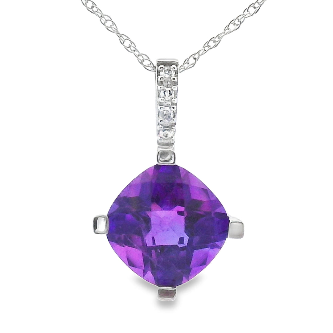 Amethyst Diamond Fashion Pendants 10KT White Gold