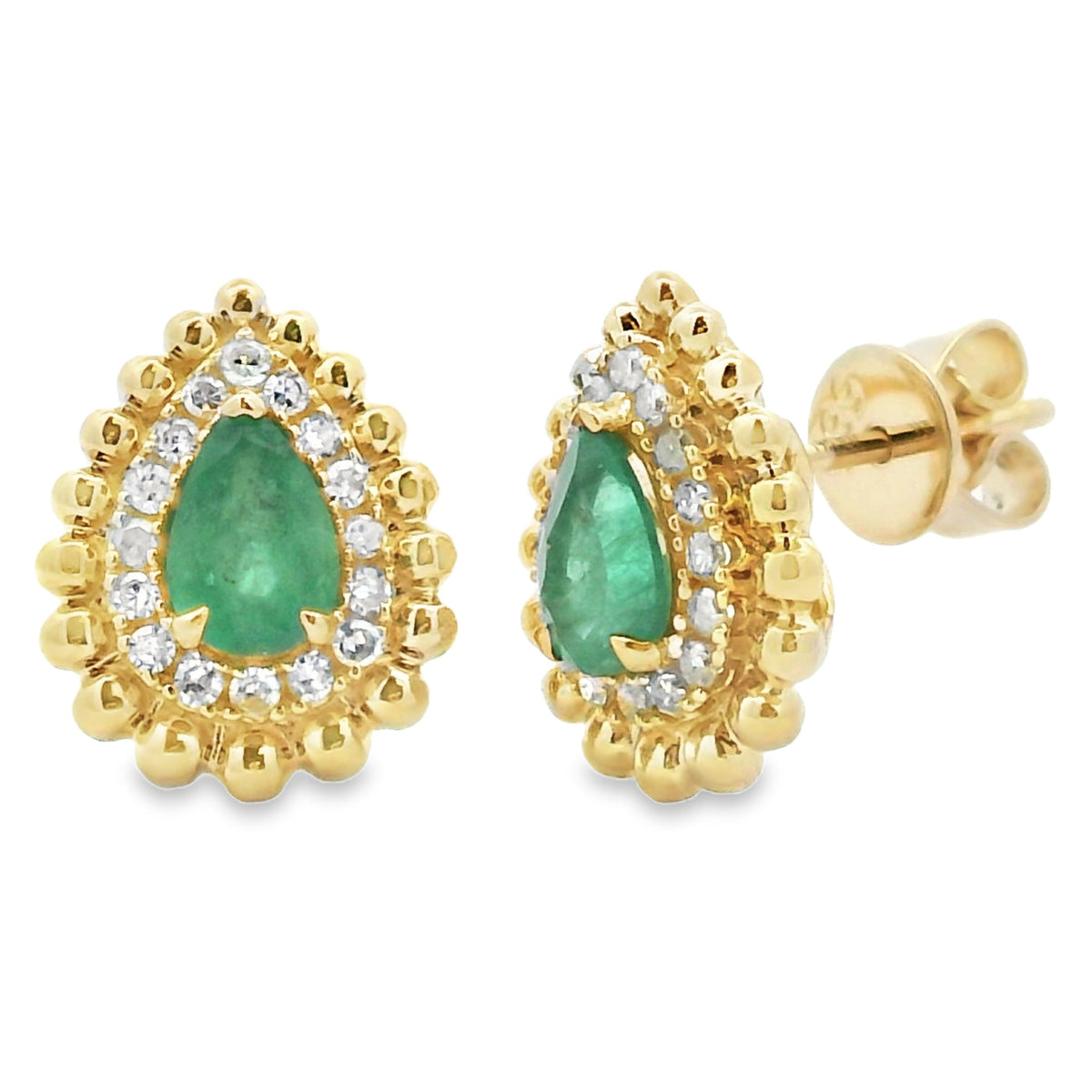Pendientes de esmeraldas y diamantes auténticos de .92ct en oro amarillo de 14kt