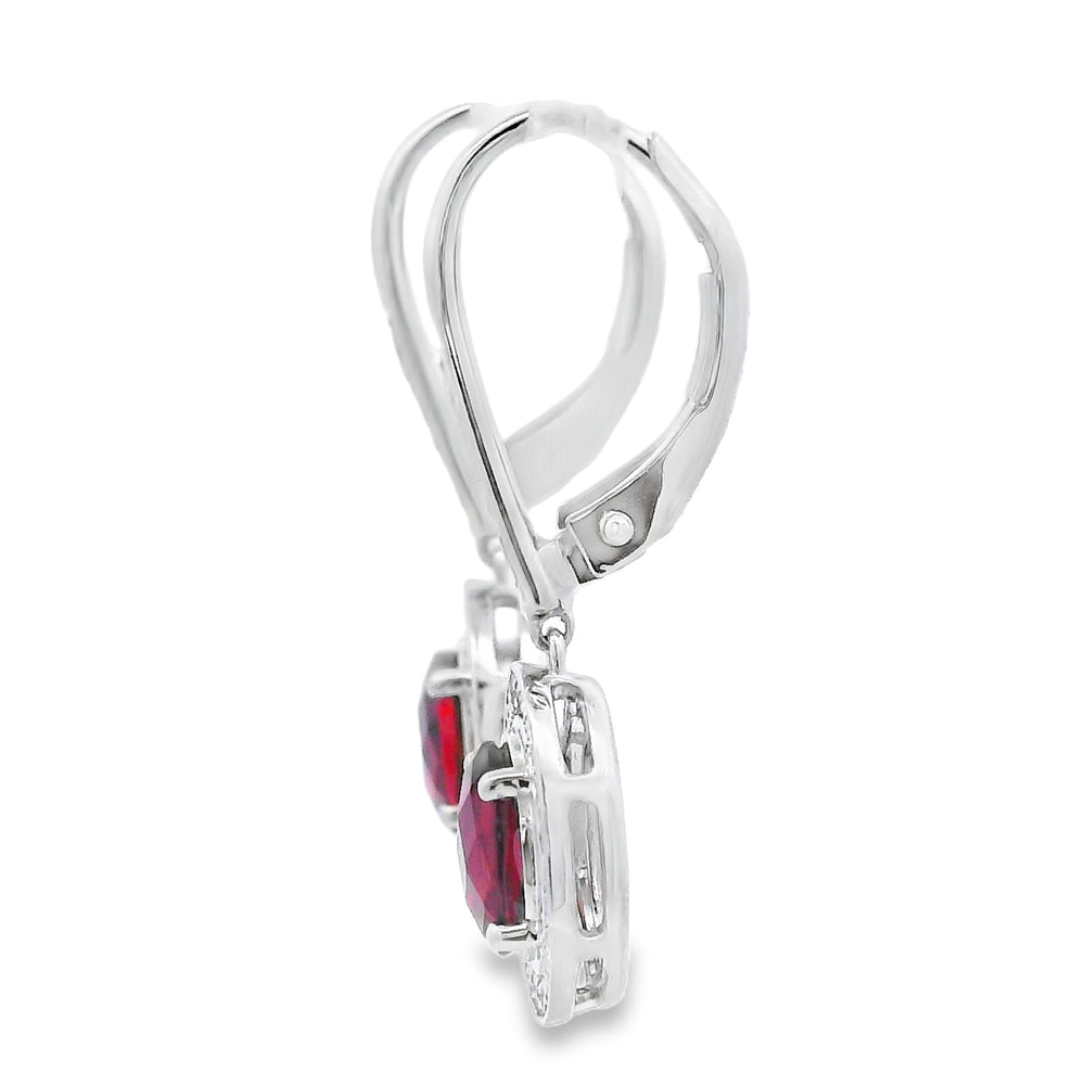 1.41ct Garnet Diamond Dangle Earrings 10KT White Gold