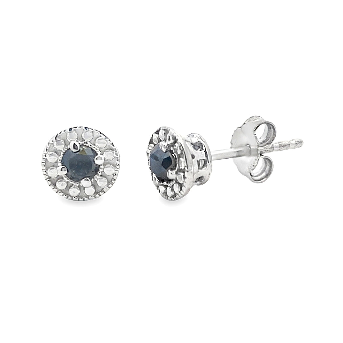 Pendientes de botón de plata de ley con diamantes naturales de 0,25 ct