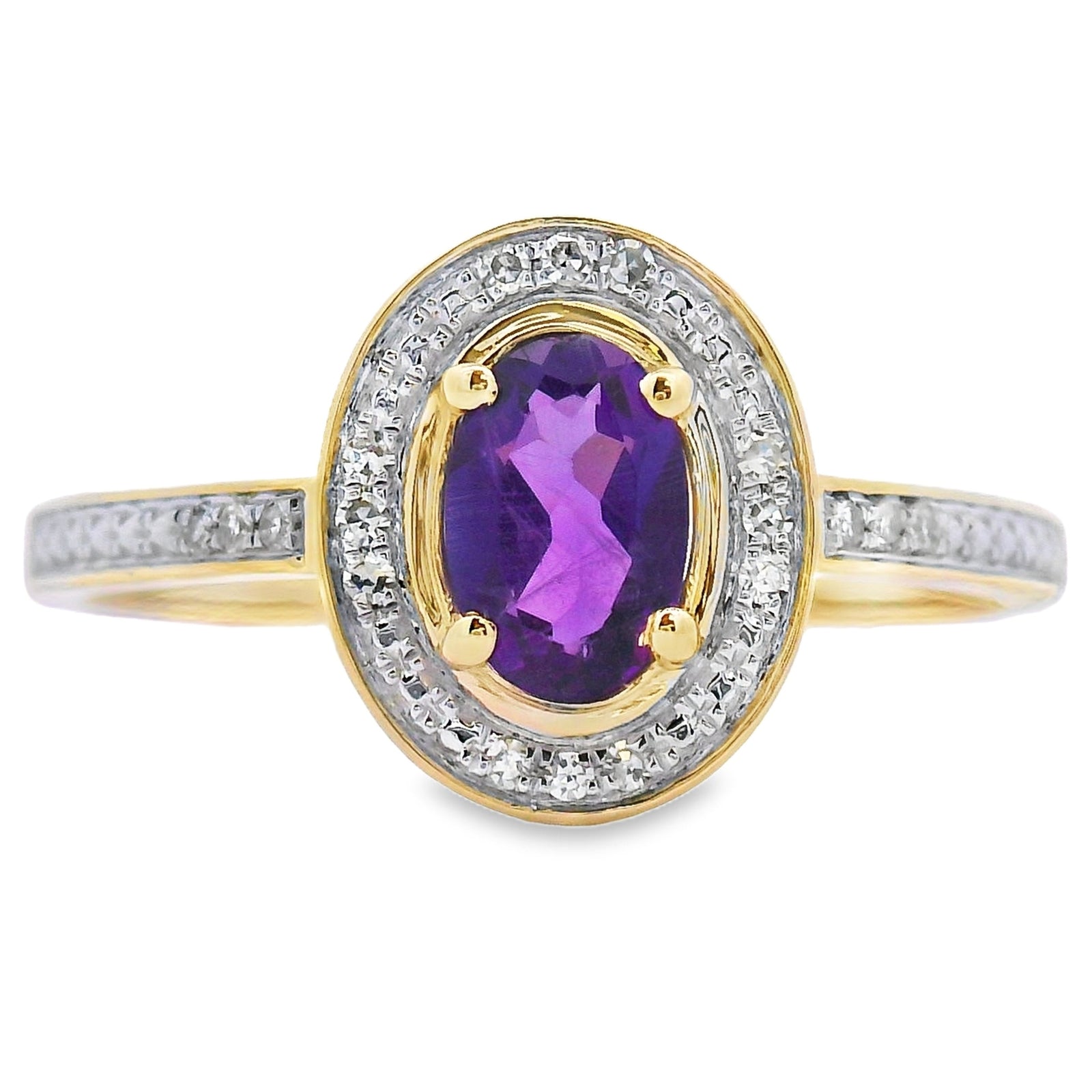 Natural .48ct Amethyst Diamond Ring 10KT Yellow Gold