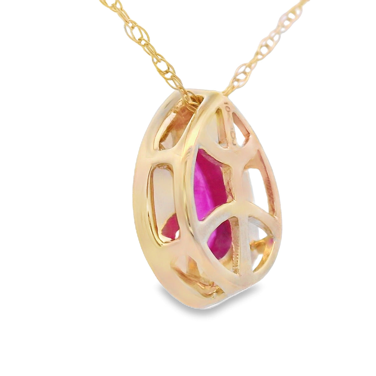 Colgantes de moda de rubí y diamante de .53ct en oro amarillo de 10KT