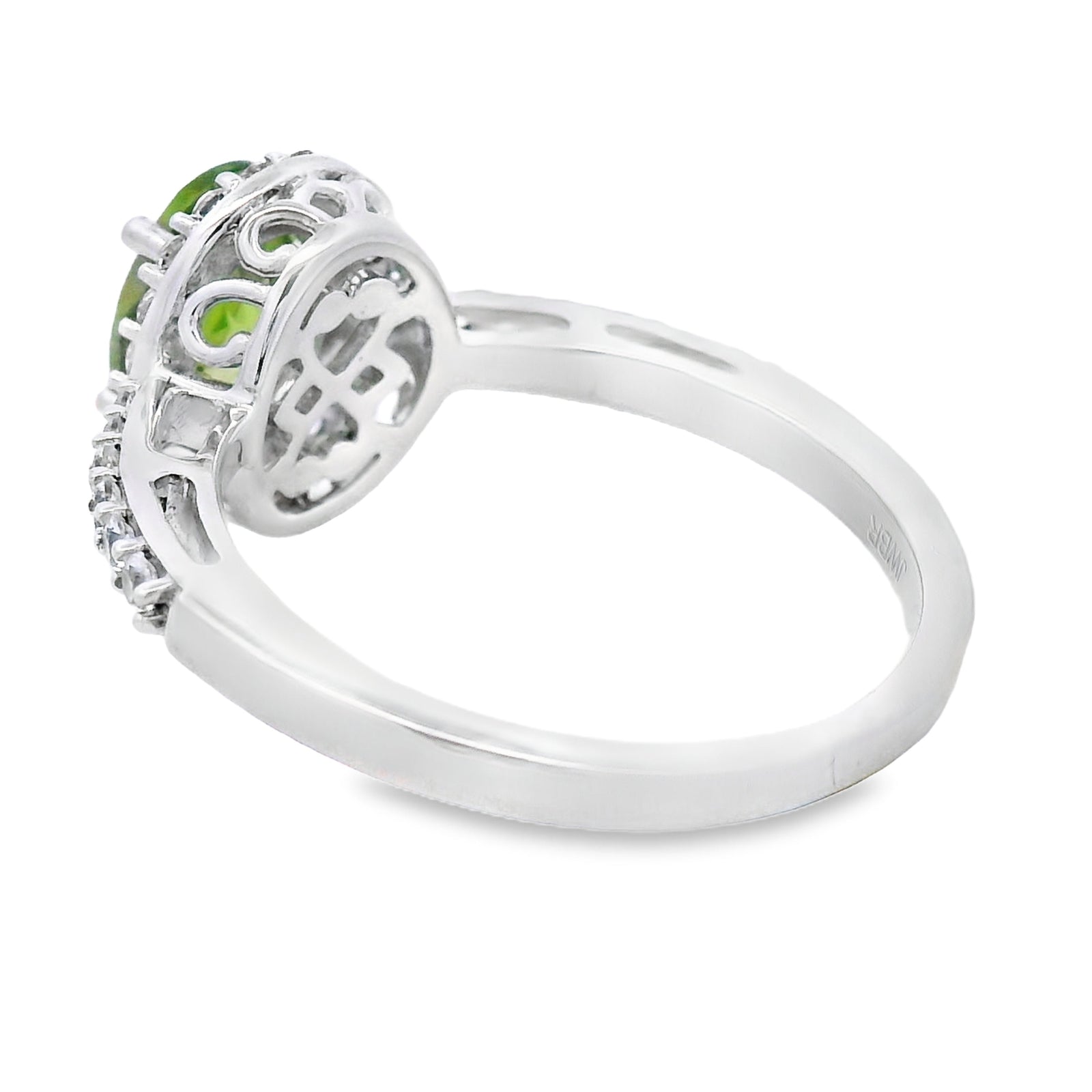 Anillo de Plata de Ley con Peridoto Natural y Zafiro Creado