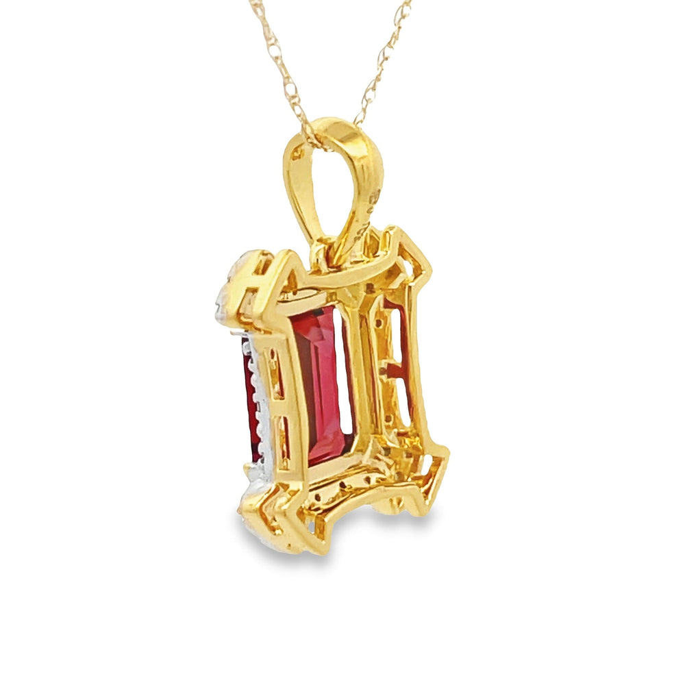 Colgantes de moda de granate y diamante de 1,87 ct en oro amarillo de 10 kt