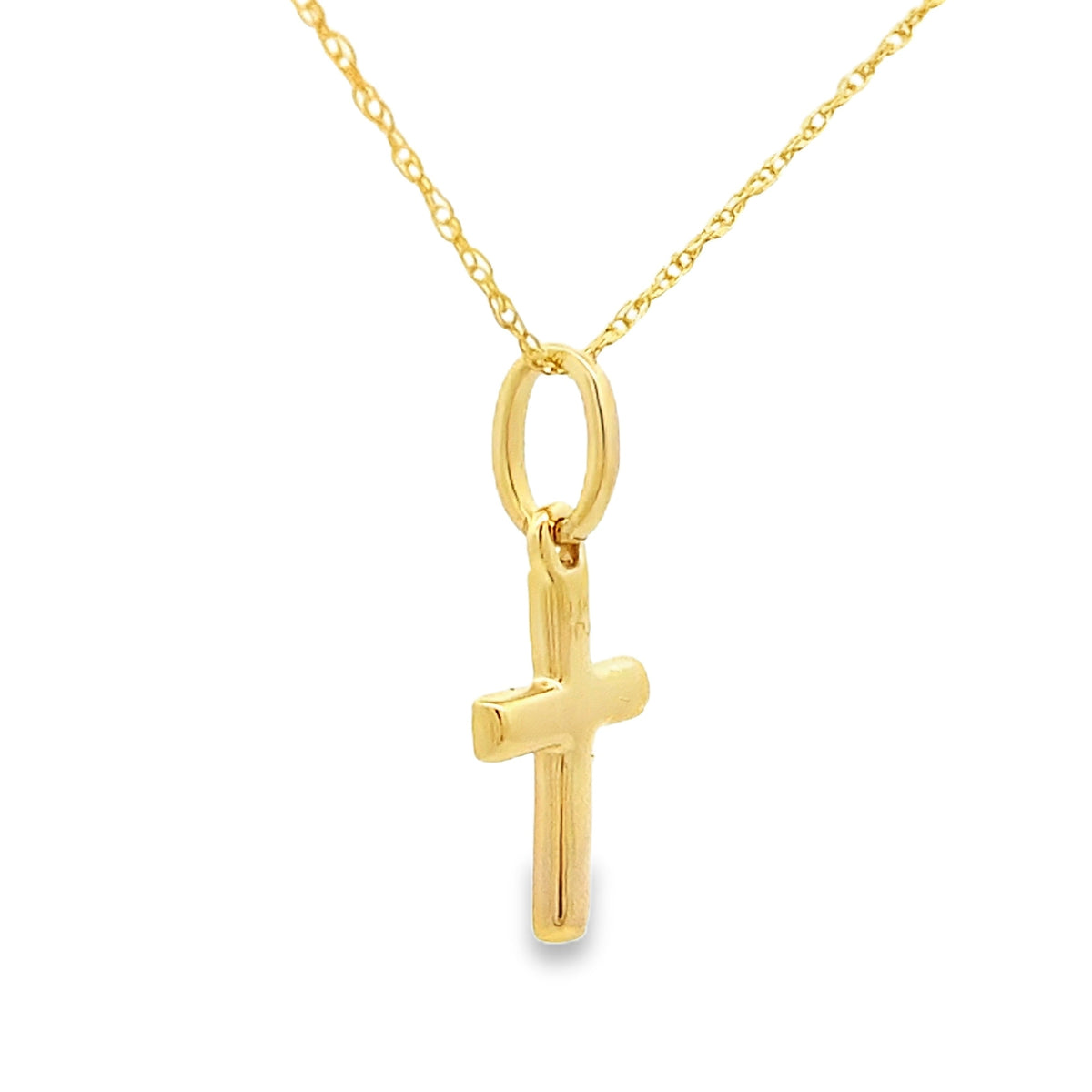 Colgante religioso de cruz con diamante de 0,05 ct en oro amarillo de 14 kt